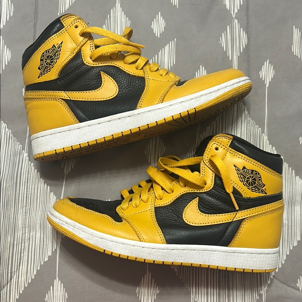 Air Jordan Yellow and Black High Tops